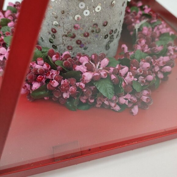 Indoor And Outdoor Red Glass Metal Hanging Candle Impressions Lantern Vintage - Picture 8 of 12